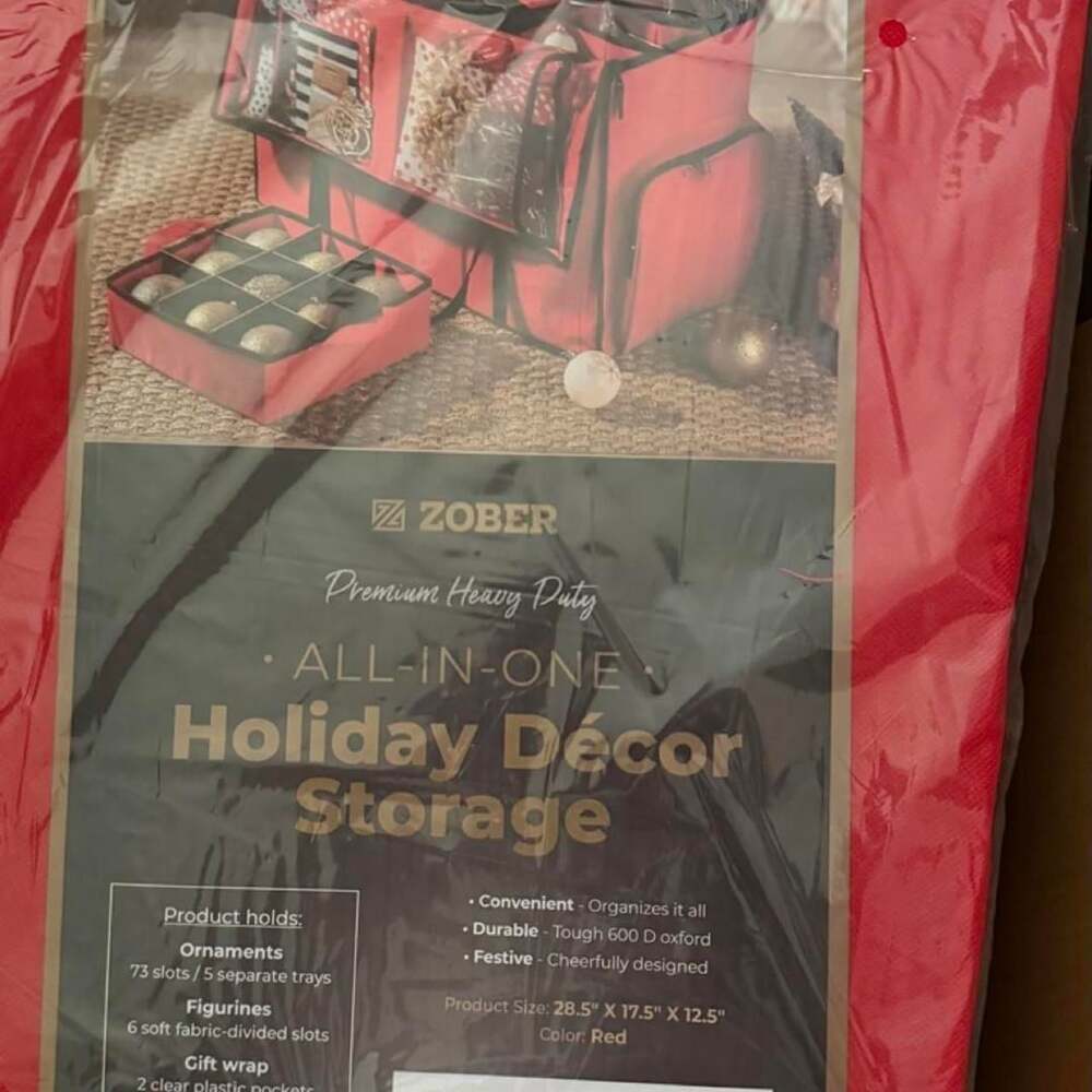 Zober Premium Heavy Duty All-In-One Holiday Decor Storage Organizer Red